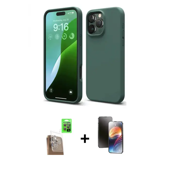 ieg™ iPhone 16 Pro Max Kılıf Kozmos Yansıma Özel Seri - Siyah 3D Antistatik Mat Seramik Nano Ekran Koruyucu + Raze Metal Kamera Lens - CLTM