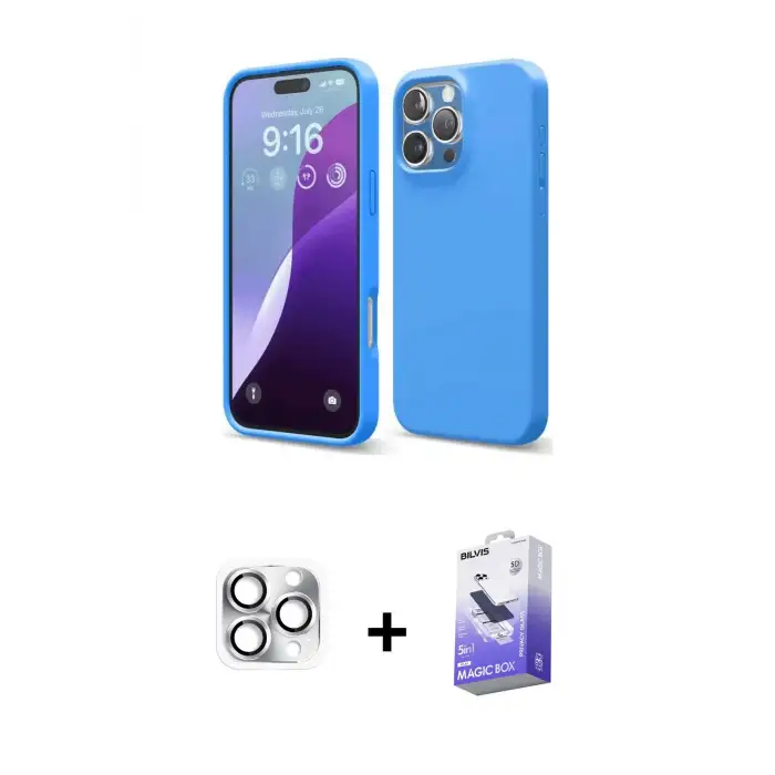 ieg™ iPhone 16 Pro Max Kılıf Kozmos Yansıma Özel Seri - Siyah Bilvis 5in1 5D Magic Hayalet Cam Ekran Koruyucu + Pers Alüminyum Kamera Lens - GS