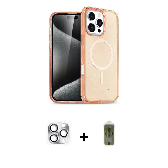 ieg™ iPhone 16 Pro Max Kılıf Nova Asil Prime - Siyah Joko Magic 5D Hayalet Cam + Pers Alüminyum Kamera Lens - GS