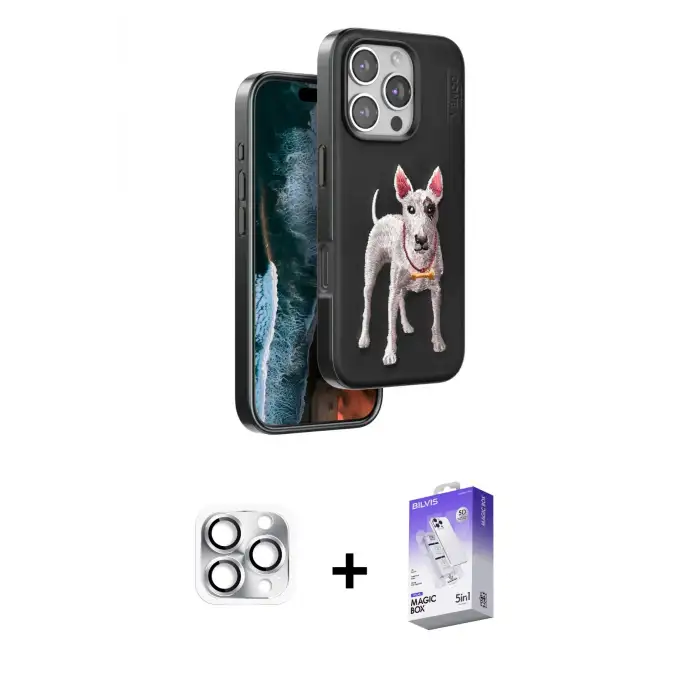 ieg™ iPhone 16 Pro Max Kılıf Nova Form Koleksiyonu - Siyah Bilvis 5in1 3D Magic Cam Ekran Koruyucu + Pers Alüminyum Kamera Lens - GS