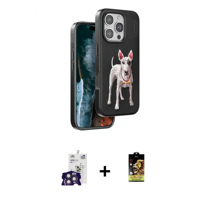 ieg™ iPhone 16 Pro Max Kılıf Nova Form Koleksiyonu - Siyah Buffer Cam Ekran Koruyucu + Bilvis Titan Kamera Lens - TMGI