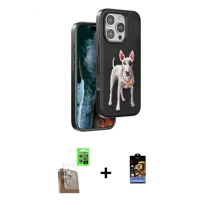 ieg™ iPhone 16 Pro Max Kılıf Nova Form Koleksiyonu - Siyah Buffer Hayalet Cam Ekran Koruyucu + Raze Metal Kamera Lens - CLTM