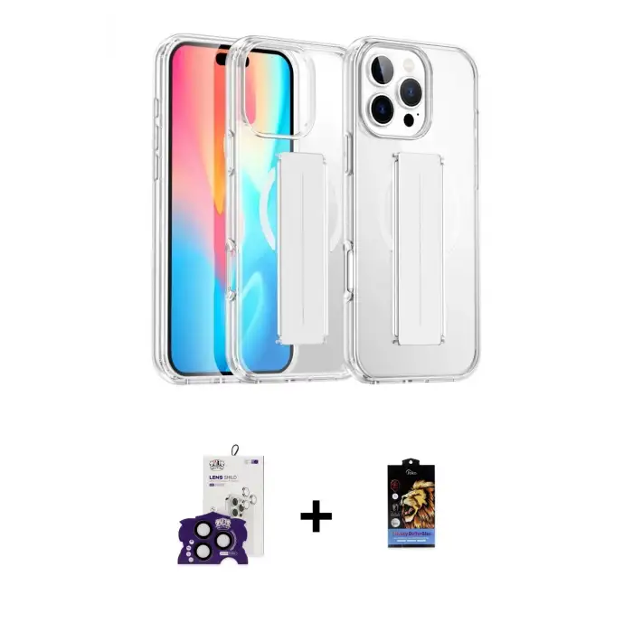 ieg™ iPhone 16 Pro Max Kılıf Nova Işık Koleksiyonu - Siyah Buffer Hayalet Cam Ekran Koruyucu + Bilvis Titan Kamera Lens - SH