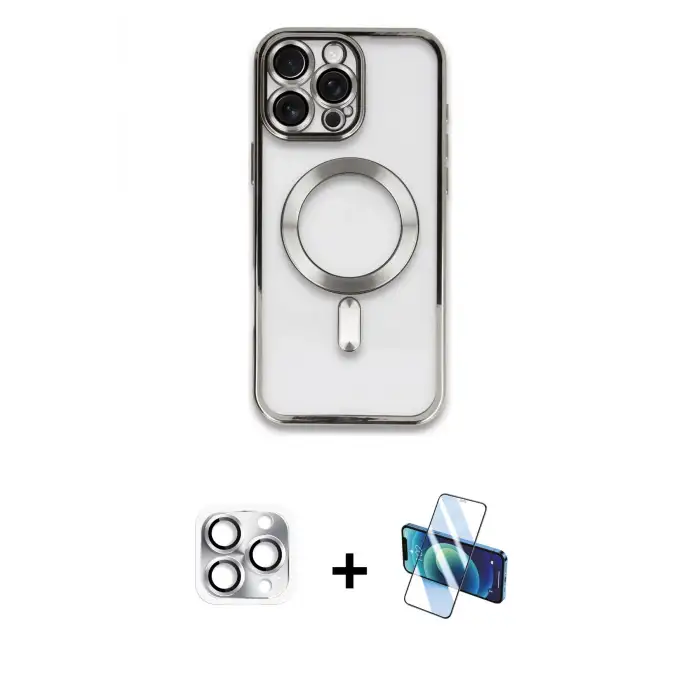 ieg™ iPhone 16 Pro Max Kılıf Nova Işık Özel Seri - Siyah 3D Antistatik Seramik Nano Ekran Koruyucu + Pers Alüminyum Kamera Lens - GS