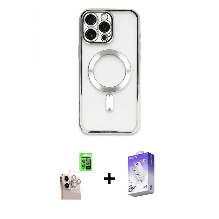 ieg™ iPhone 16 Pro Max Kılıf Nova Işık Özel Seri - Siyah Bilvis 5in1 3D Magic Cam Ekran Koruyucu + Raze Metal Kamera Lens - NLGY