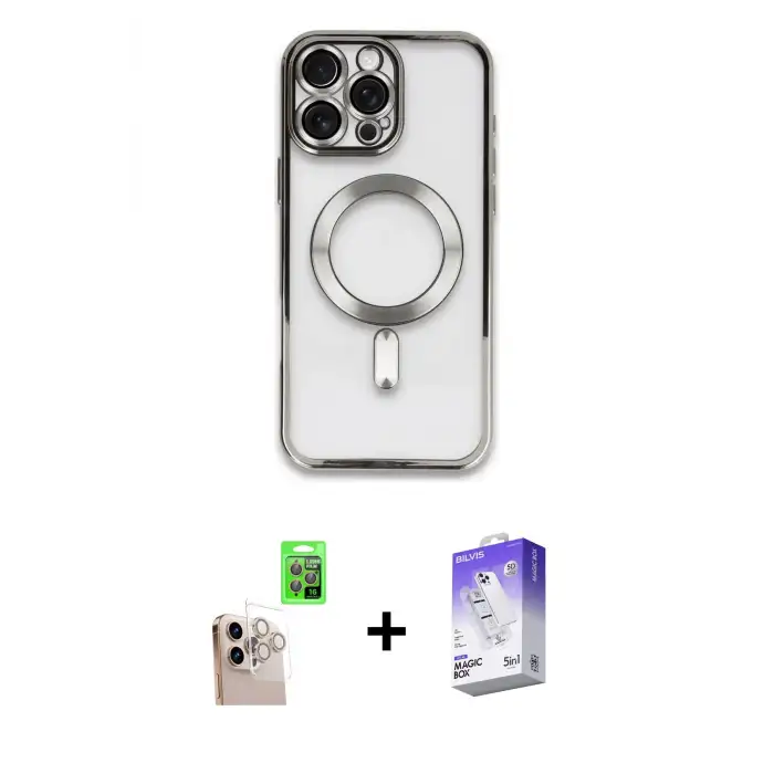 ieg™ iPhone 16 Pro Max Kılıf Nova Işık Özel Seri - Siyah Bilvis 5in1 3D Magic Cam Ekran Koruyucu + Raze Metal Kamera Lens - NLGY