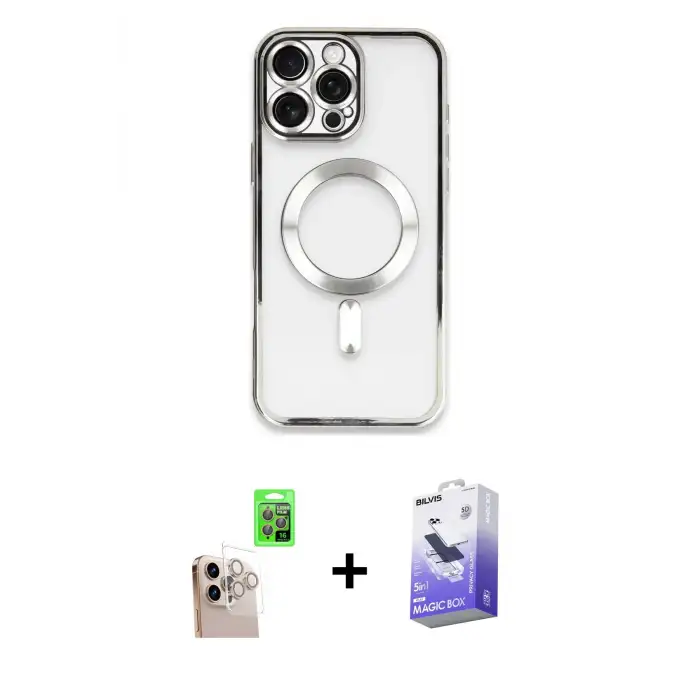 ieg™ iPhone 16 Pro Max Kılıf Nova Işık Özel Seri - Siyah Bilvis 5in1 5D Magic Hayalet Cam Ekran Koruyucu + Raze Metal Kamera Lens - NLGY