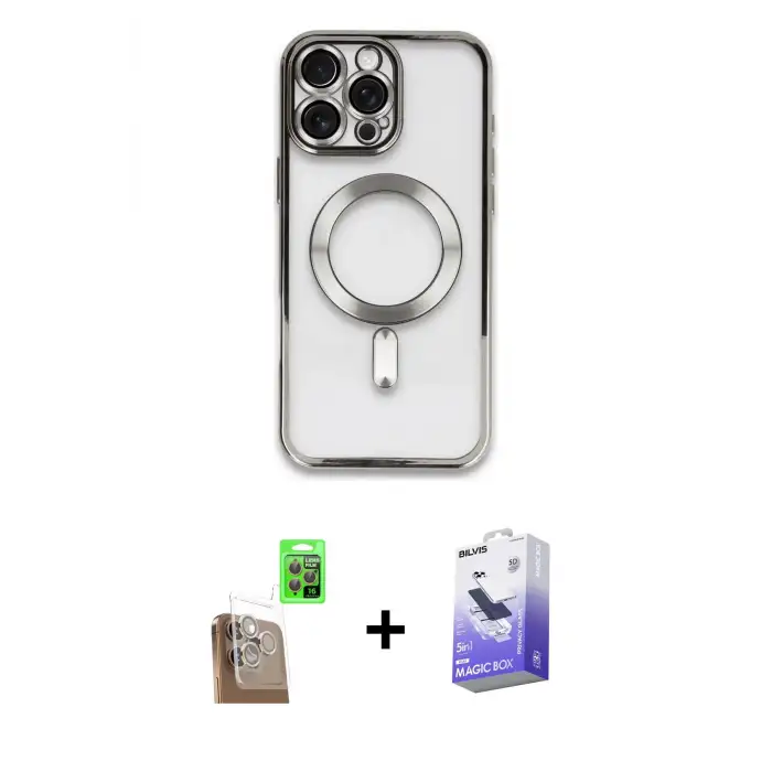 ieg™ iPhone 16 Pro Max Kılıf Nova Işık Özel Seri - Siyah Bilvis 5in1 5D Magic Hayalet Cam Ekran Koruyucu + Raze Metal Kamera Lens - CLTM