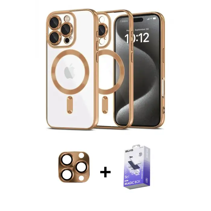 ieg™ iPhone 16 Pro Max Kılıf Nova Işık Özel Seri - Siyah Bilvis 5in1 5D Magic Hayalet Cam Ekran Koruyucu + Pers Alüminyum Kamera Lens - CLTM