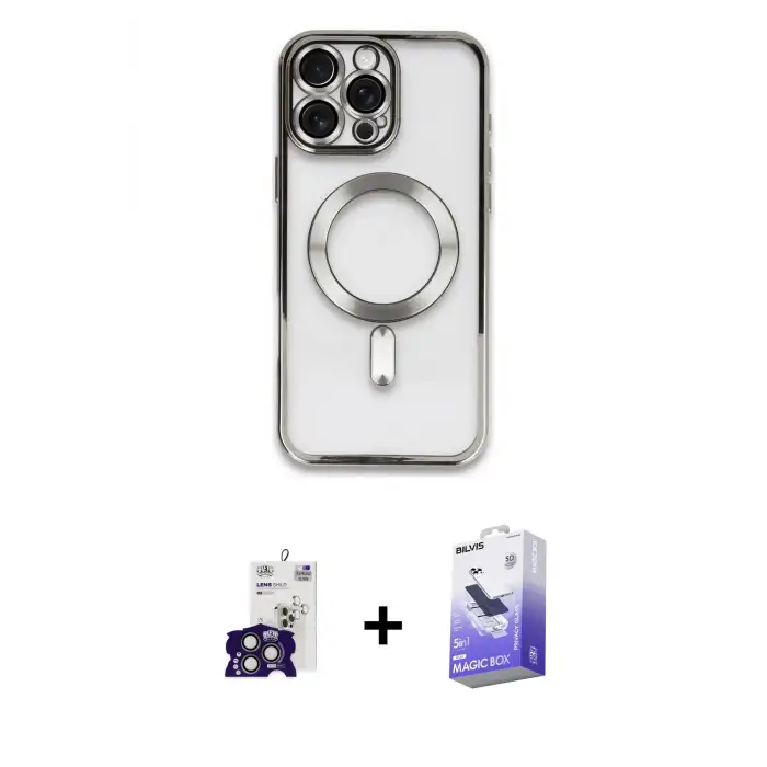 ieg™ iPhone 16 Pro Max Kılıf Nova Işık Özel Seri - Siyah Bilvis 5in1 5D Magic Hayalet Cam Ekran Koruyucu + Bilvis Titan Kamera Lens - TMGI