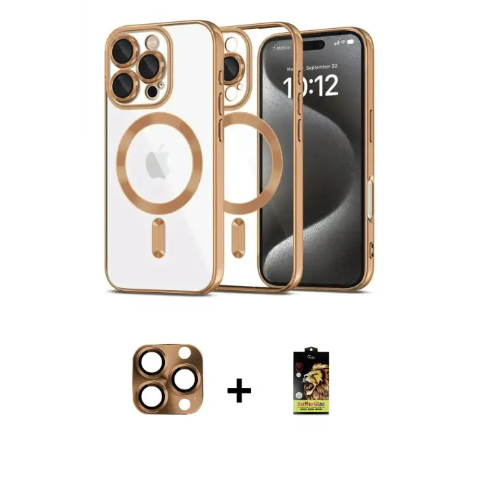 ieg™ iPhone 16 Pro Max Kılıf Nova Işık Özel Seri - Siyah Buffer Cam Ekran Koruyucu + Pers Alüminyum Kamera Lens - CLTM