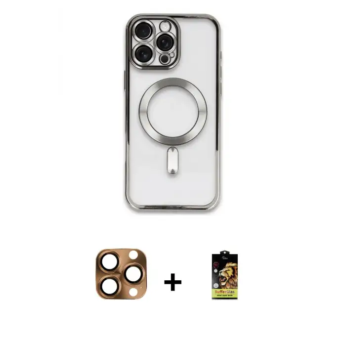ieg™ iPhone 16 Pro Max Kılıf Nova Işık Özel Seri - Siyah Buffer Cam Ekran Koruyucu + Pers Alüminyum Kamera Lens - CLTM