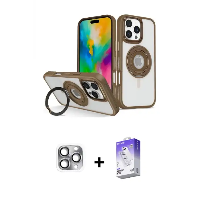 ieg™ iPhone 16 Pro Max Kılıf Nova Minimal Serisi - Siyah Bilvis 5in1 3D Magic Cam Ekran Koruyucu + Pers Alüminyum Kamera Lens - GI