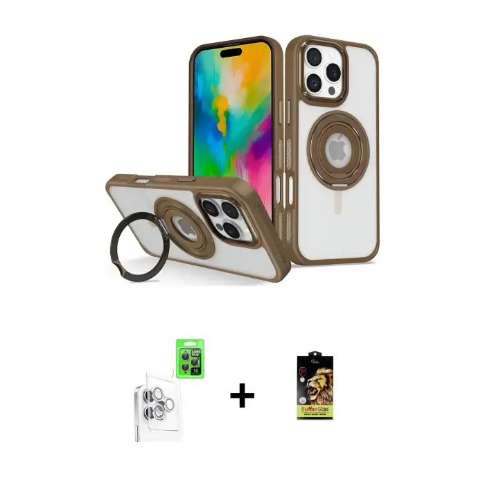ieg™ iPhone 16 Pro Max Kılıf Nova Minimal Serisi - Siyah Buffer Cam Ekran Koruyucu + Raze Metal Kamera Lens - BZ