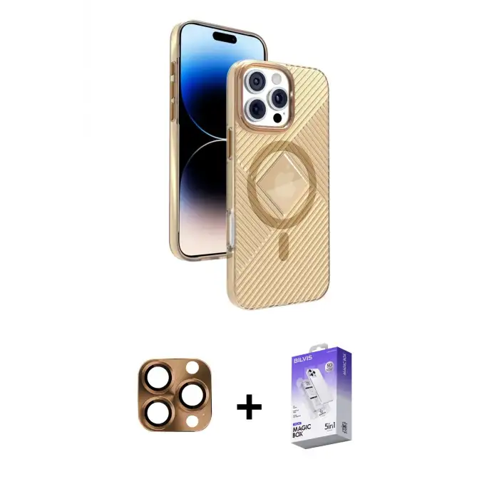 ieg™ iPhone 16 Pro Max Kılıf Nova Modern Prime - Siyah Bilvis 5in1 3D Magic Cam Ekran Koruyucu + Pers Alüminyum Kamera Lens - CLTM