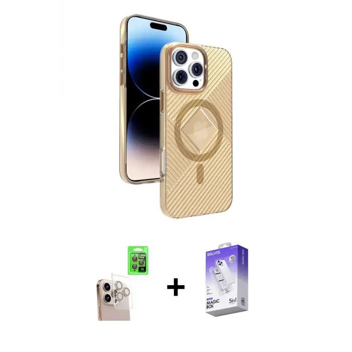 ieg™ iPhone 16 Pro Max Kılıf Nova Modern Prime - Siyah Bilvis 5in1 3D Magic Cam Ekran Koruyucu + Raze Metal Kamera Lens - NLGY