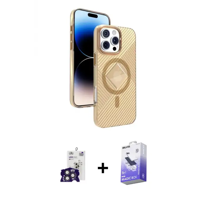 ieg™ iPhone 16 Pro Max Kılıf Nova Modern Prime - Siyah Bilvis 5in1 5D Magic Hayalet Cam Ekran Koruyucu + Bilvis Titan Kamera Lens - TMGI