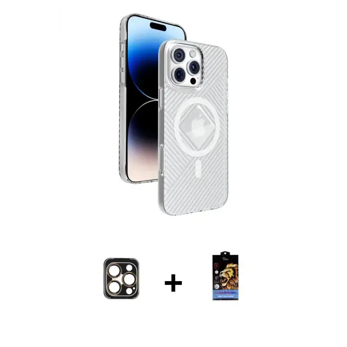 ieg™ iPhone 16 Pro Max Kılıf Nova Modern Prime - Siyah Buffer Hayalet Cam Ekran Koruyucu + PVD Metal Kamera Lens - GD