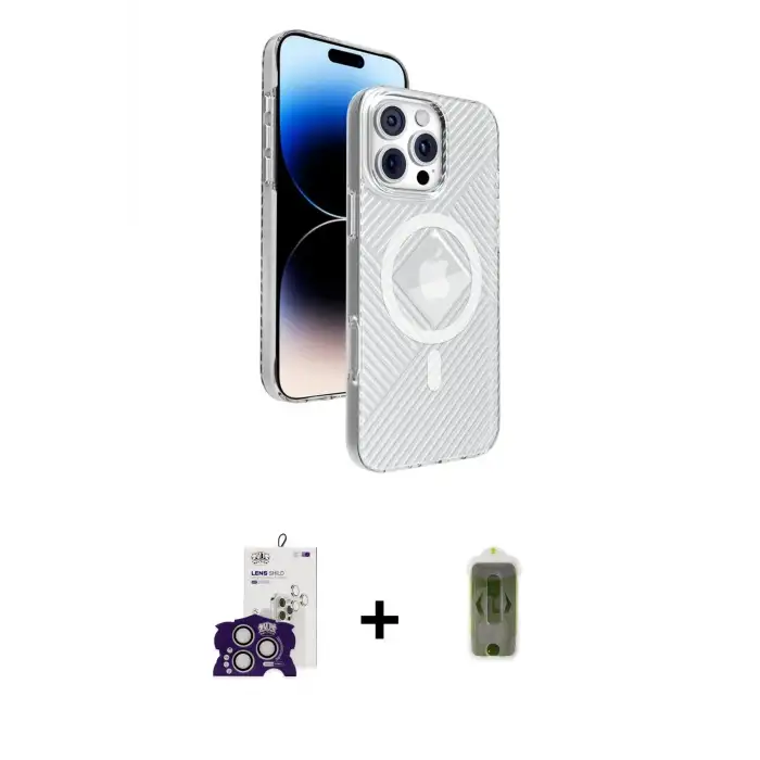ieg™ iPhone 16 Pro Max Kılıf Nova Modern Prime - Siyah Joko Magic 5D Hayalet Cam + Bilvis Titan Kamera Lens - GS