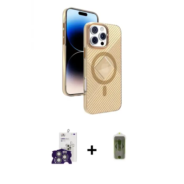 ieg™ iPhone 16 Pro Max Kılıf Nova Modern Prime - Siyah Joko Magic 5D Hayalet Cam + Bilvis Titan Kamera Lens - GS
