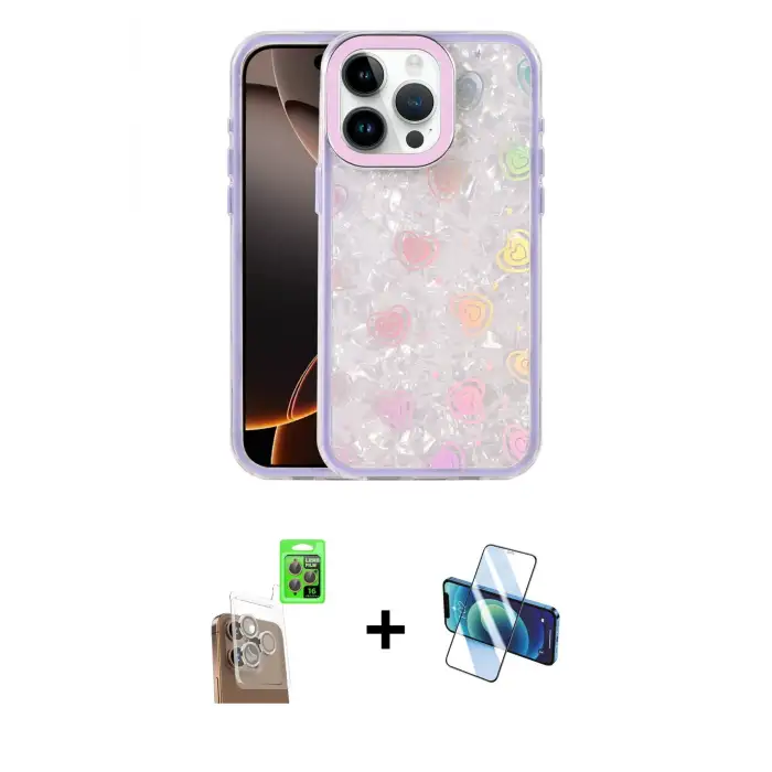 ieg™ iPhone 16 Pro Max Kılıf Odak Prime - Siyah 3D Antistatik Seramik Nano Ekran Koruyucu + Raze Metal Kamera Lens - CLTM