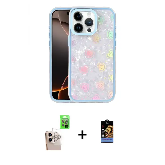 ieg™ iPhone 16 Pro Max Kılıf Odak Prime - Siyah Buffer Hayalet Cam Ekran Koruyucu + Raze Metal Kamera Lens - NLGY