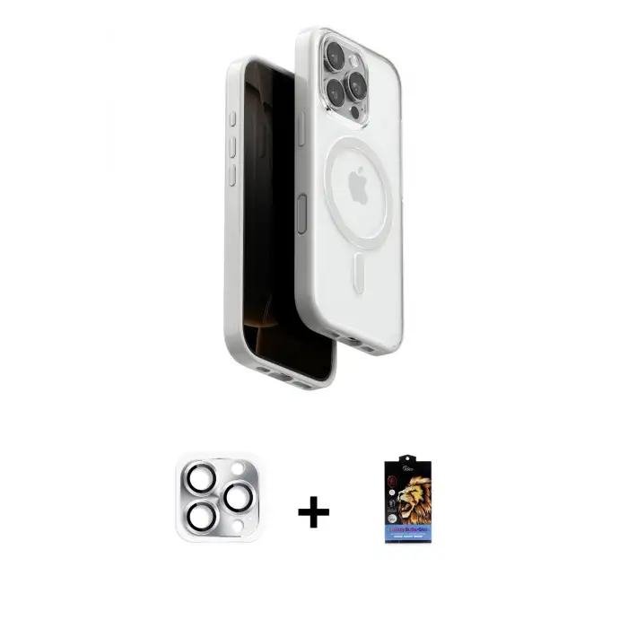 ieg™ iPhone 16 Pro Max Kılıf Pusula Form Serisi - Siyah Buffer Hayalet Cam Ekran Koruyucu + Pers Alüminyum Kamera Lens - GS