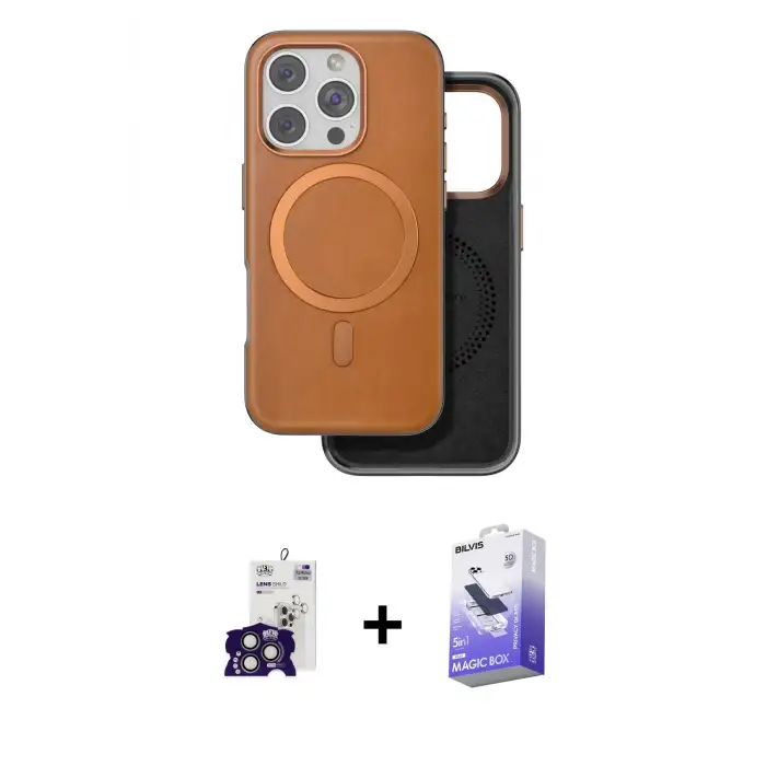 ieg™ iPhone 16 Pro Max Kılıf Pusula Işık Koleksiyonu - Siyah Bilvis 5in1 5D Magic Hayalet Cam Ekran Koruyucu + Bilvis Titan Kamera Lens - TMGI