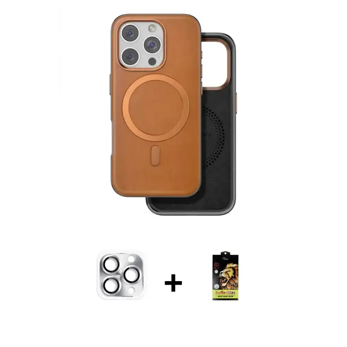 ieg™ iPhone 16 Pro Max Kılıf Pusula Işık Koleksiyonu - Siyah Buffer Cam Ekran Koruyucu + Pers Alüminyum Kamera Lens - GS