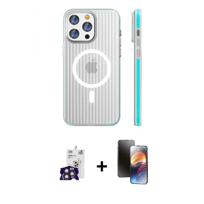 ieg™ iPhone 16 Pro Max Kılıf Pusula Minimal Koleksiyonu - Siyah 3D Antistatik Mat Seramik Nano Ekran Koruyucu + Bilvis Titan Kamera Lens - TMGI