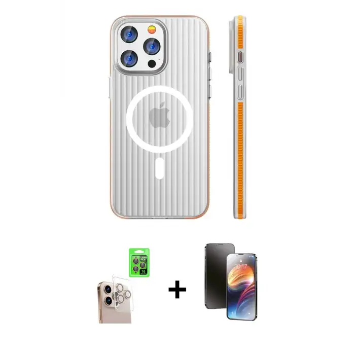 ieg™ iPhone 16 Pro Max Kılıf Pusula Minimal Koleksiyonu - Siyah 3D Antistatik Mat Seramik Nano Ekran Koruyucu + Raze Metal Kamera Lens - NLGY