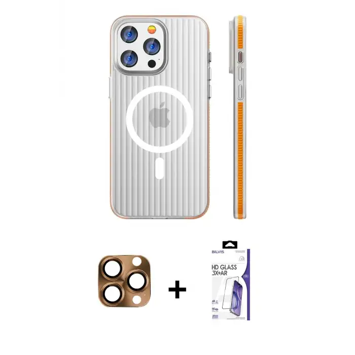 ieg™ iPhone 16 Pro Max Kılıf Pusula Minimal Koleksiyonu - Siyah Bilvis 3X AR HD Cam Ekran Koruyucu + Pers Alüminyum Kamera Lens - CLTM