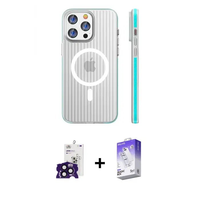 ieg™ iPhone 16 Pro Max Kılıf Pusula Minimal Koleksiyonu - Siyah Bilvis 5in1 3D Magic Cam Ekran Koruyucu + Bilvis Titan Kamera Lens - SH