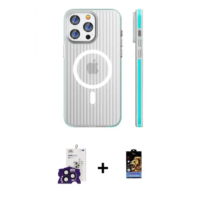 ieg™ iPhone 16 Pro Max Kılıf Pusula Minimal Koleksiyonu - Siyah Buffer Hayalet Cam Ekran Koruyucu + Bilvis Titan Kamera Lens - SH