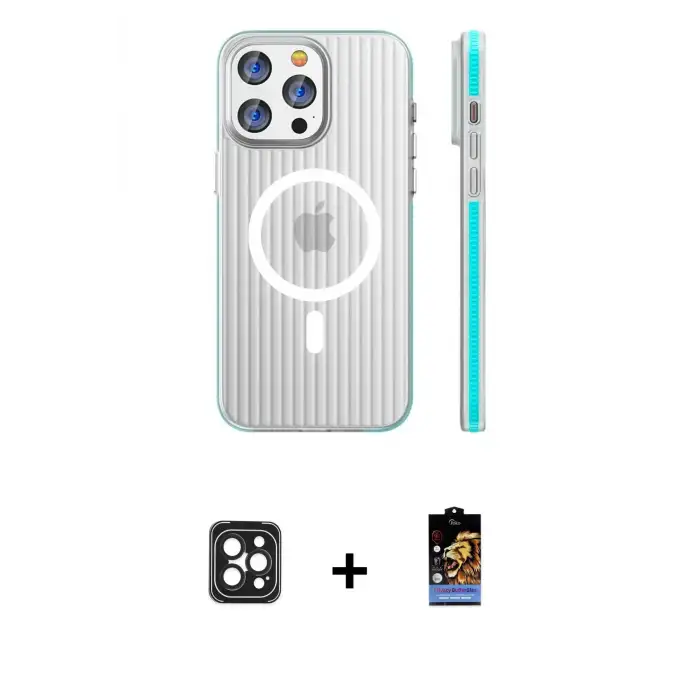 ieg™ iPhone 16 Pro Max Kılıf Pusula Minimal Koleksiyonu - Siyah Buffer Hayalet Cam Ekran Koruyucu + PVD Metal Kamera Lens - SH