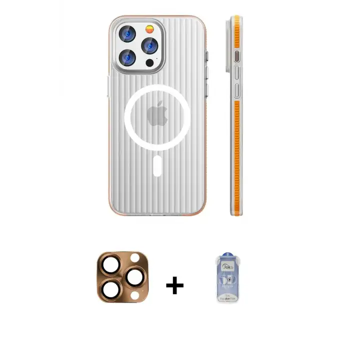 ieg™ iPhone 16 Pro Max Kılıf Pusula Minimal Koleksiyonu - Siyah Joko Magic 5D Cam + Pers Alüminyum Kamera Lens - CLTM