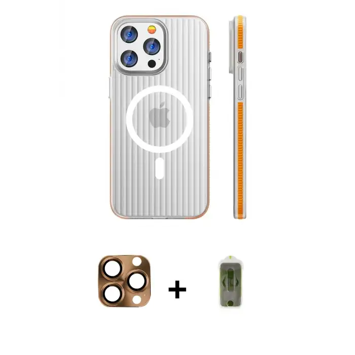 ieg™ iPhone 16 Pro Max Kılıf Pusula Minimal Koleksiyonu - Siyah Joko Magic 5D Hayalet Cam + Pers Alüminyum Kamera Lens - CLTM