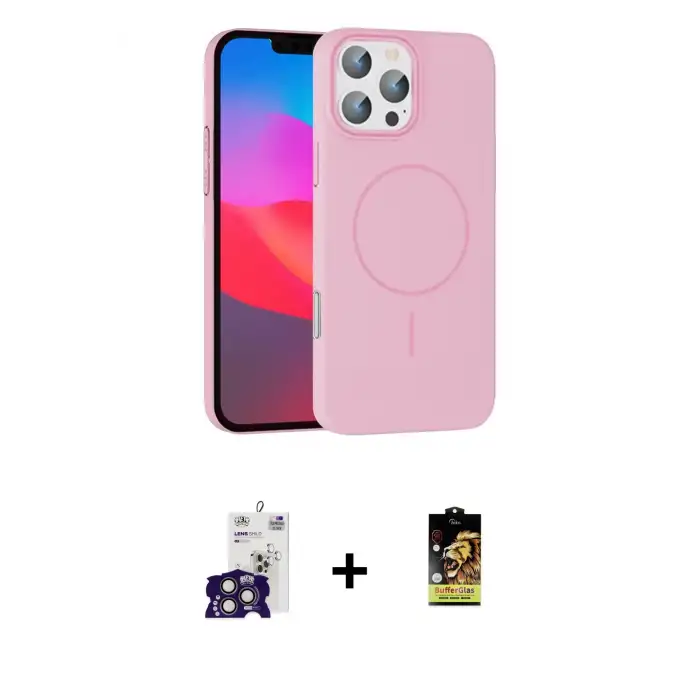 ieg™ iPhone 16 Pro Max Kılıf Siluet Doku Özel Seri - Siyah Buffer Cam Ekran Koruyucu + Bilvis Titan Kamera Lens - TMGI