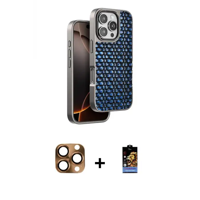 ieg™ iPhone 16 Pro Max Kılıf Siluet Form Serisi - Siyah Buffer Hayalet Cam Ekran Koruyucu + Pers Alüminyum Kamera Lens - CLTM