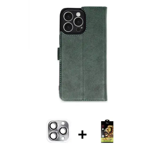 ieg™ iPhone 16 Pro Max Kılıf Siluet Işık Serisi - Siyah Buffer Cam Ekran Koruyucu + Pers Alüminyum Kamera Lens - GI