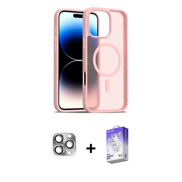 ieg™ iPhone 16 Pro Max Kılıf Siluet Minimal Prime - Siyah Bilvis 5in1 3D Magic Cam Ekran Koruyucu + Pers Alüminyum Kamera Lens - GI