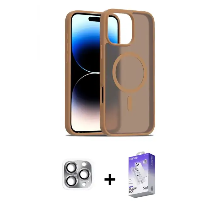 ieg™ iPhone 16 Pro Max Kılıf Siluet Minimal Prime - Siyah Bilvis 5in1 3D Magic Cam Ekran Koruyucu + Pers Alüminyum Kamera Lens - GI