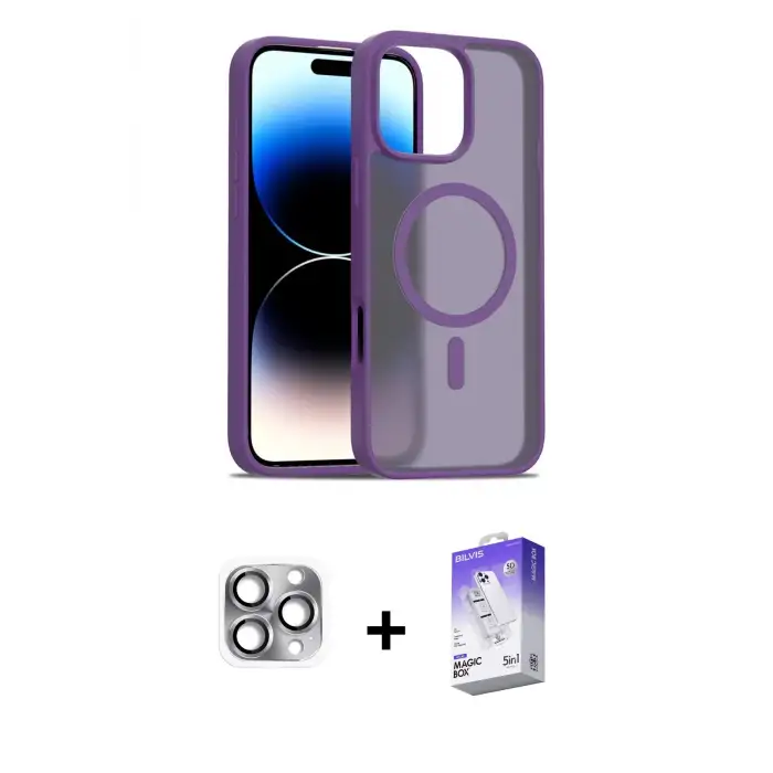 ieg™ iPhone 16 Pro Max Kılıf Siluet Minimal Prime - Siyah Bilvis 5in1 3D Magic Cam Ekran Koruyucu + Pers Alüminyum Kamera Lens - GI