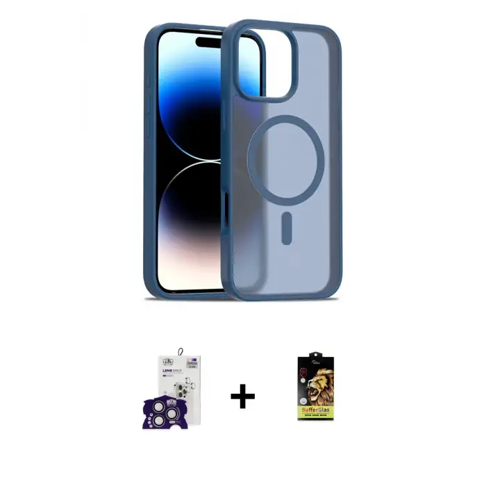 ieg™ iPhone 16 Pro Max Kılıf Siluet Minimal Prime - Siyah Buffer Cam Ekran Koruyucu + Bilvis Titan Kamera Lens - TMGI