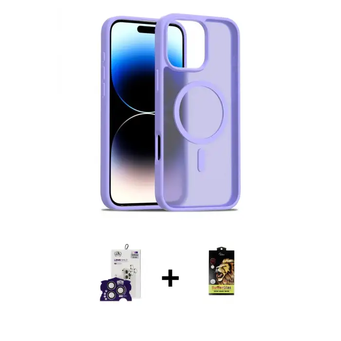 ieg™ iPhone 16 Pro Max Kılıf Siluet Minimal Prime - Siyah Buffer Cam Ekran Koruyucu + Bilvis Titan Kamera Lens - TMGI