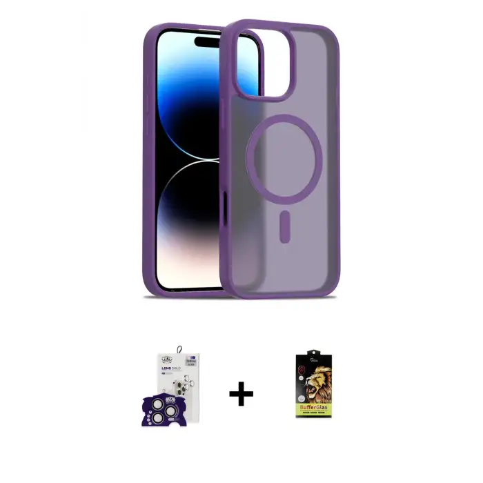 ieg™ iPhone 16 Pro Max Kılıf Siluet Minimal Prime - Siyah Buffer Cam Ekran Koruyucu + Bilvis Titan Kamera Lens - TMGI