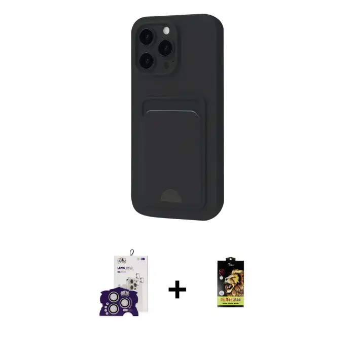 ieg™ iPhone 16 Pro Max Kılıf Vadi Çizgi Prime - Siyah Buffer Cam Ekran Koruyucu + Bilvis Titan Kamera Lens - GS