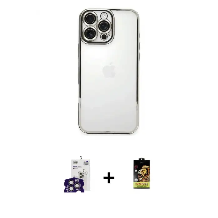 ieg™ iPhone 16 Pro Max Kılıf Vadi Minimal - Siyah Buffer Cam Ekran Koruyucu + Bilvis Titan Kamera Lens - TMGI