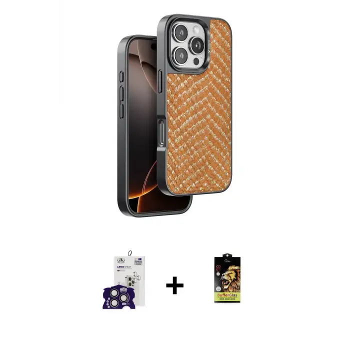 ieg™ iPhone 16 Pro Max Kılıf Vadi Özel Seri - Siyah Buffer Cam Ekran Koruyucu + Bilvis Titan Kamera Lens - TMGI