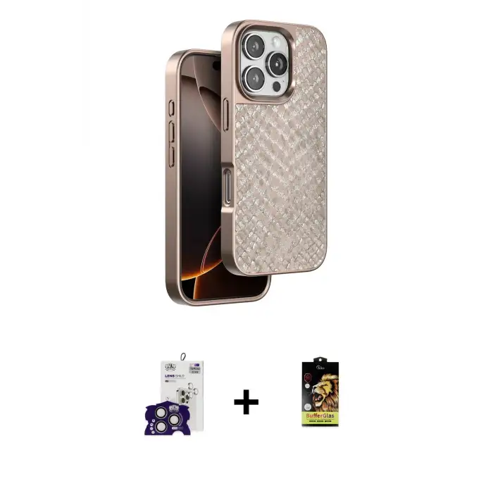 ieg™ iPhone 16 Pro Max Kılıf Vadi Özel Seri - Siyah Buffer Cam Ekran Koruyucu + Bilvis Titan Kamera Lens - TMGI